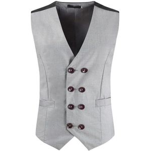 Solid Mannen Suit Vest Slanke Casual Business Double Breasted Vintage Heren Vest Heren Bruiloft Heren Gilet Retro Vesten