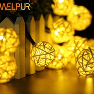 Rotan Ball String Lights 5M 20Led AC220V/110 V Warm Wit Fairy Licht Verlichting Voor Party Kerst bruiloft Decoratie