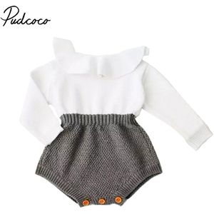 Pudcoco Pasgeboren Baby Meisje Wollen Blend Baby Romper Warm Knit Trui Lange Mouw Rompertjes Herfst Herfst