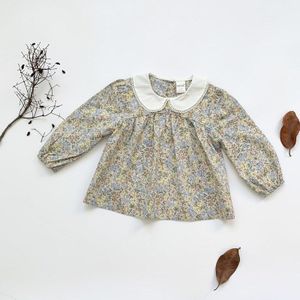 Baby Meisjes Bloemen Gedrukt Blouses Herfst Kids Tops Turn-Down Kraag Katoen Peuters Meisjes Shirts DT102