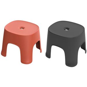 2 Stuks Kleine Bench Anti-Slip Salontafel Plastic Eenvoudige Kruk Volwassen Verdikking Kinderen Kruk Voor Schoenen Korte kruk Red & Blac