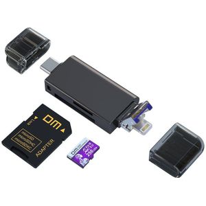 Dm 5 In 1 Kaartlezer CR023 Sd/Tf Muldti Kaartlezer Met Usb Lightning En Micro Usb Interface