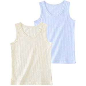 2 Stuks/partij Kinderen Jongens Meisjes Kleding Mouwloze Katoen Effen Boog Vesten Tees Kids Jongens Meisjes Tank Top Hemdjes