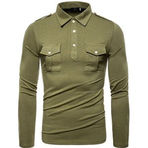 Mannen Business Casual Zakken Katoen Shirts Heren Katoen Lange Mouwen Turn Down Kraag Solid Tee Shirts Plus Size Tops
