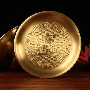 Geel Messing Fruitschaal Lotus Fruit Lade Kom Boeddhistische Levert Boeddhisme Decoratie Zuiver Koper Fruitschaal Trinket Dish