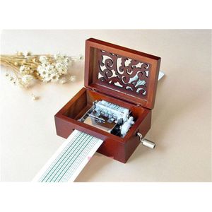 Vintage Houten DIY Handslinger Muziekdoos mechanisme Tune 30 Notes muziek Instrument Set 30 Beweging Met 30 STKS Papier Kerstcadeau