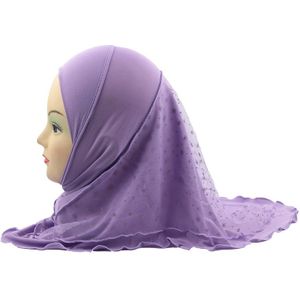 Moslim Meisjes Kids Hijab Islamitische Sjaal Sjaals Met Mooie Kant Sneeuw Patroon Voor 2 Tot 7 Jaar Oud Meisjes