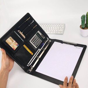 Business Padfolio Portfolio Ringband A4 Conferentie Bestandsmap Clip Board Pu Leer Document Organizer Card Slot Pen Houder