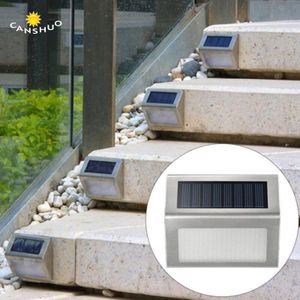 10 Pcs Solar Power Sensor Wandlampen 3 Led Trap Licht Tuin Stap Stair Deck Lights Lamp Waterdichte Outdoor Emergency verlichting
