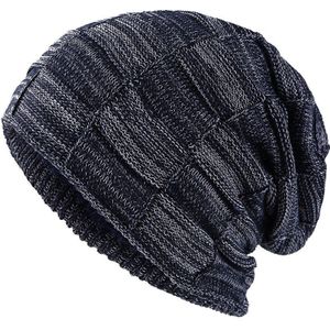 Herfst/Winter Veelzijdige Twee-Kleur Vierkante Trui Voor Mannen Gebreide Muts Plus Fluwelen Oor Bescherming Te Houden warm