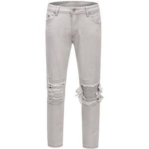 Harajuku High Street Gat Patchwork Slim Biker Denim Broek Mannen Verzwakte Ripped Jeans Broek Plus Size Hip Hop Cargo broek