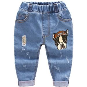 Kinderen Jeans Jongens Hond Print Ripped Denim Broek Baby Mid-Taille Jeans Baby Kinderen Broek