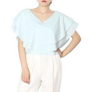 Twotwinstyle Elegante Effen Minimalistische Shirt Voor Vrouwen V-hals Korte Mouw Chiffon Blouse Vrouwelijke Mode Kleding Zomer