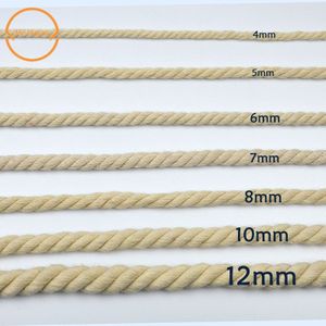 10 meters/partij Twisted zachte 100% katoenen koord natuurlijke kleur ronde touw voor DIY handgemaakte kledingstuk woondecoratie accessoires craft