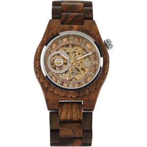 Classic Automatische Mechanische Houten Horloge voor Vrouwelijke MaleWooden Horloges Speciale Grote Ronde Wijzerplaat Houten Horloge