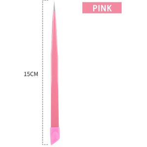 Black Nail Pincet Met Siliconen Drukken Hoofd Voor 3D Sticker Rhinestones Water Sticker Roze Rvs Tweezer Nagels Tool