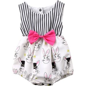 Pasgeboren Baby Meisjes Bunny Strik Mouwloos Bodysuit Jumpsuit Pasen Outfit Kleding Maat 0-24M
