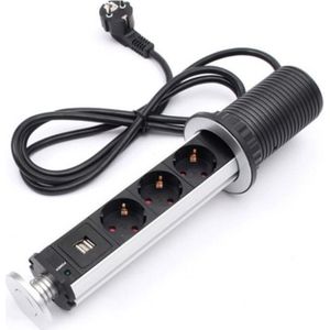 10A Pull Pop Up 3 Stopcontact 2 Usb-poort Opladen Keuken Kantoor Tafel Desktop Sockets Intrekbare Werkbladen Werkblad