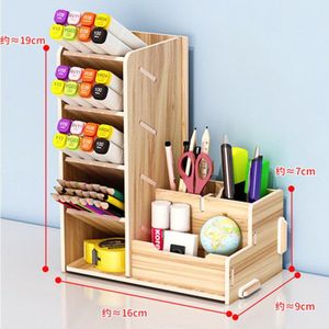 Houten Bureau Organizer Diy Document Bestand Multifunctionele Accessoires Opslag Tijdschrift Boek Plank Pen Potlood Houder