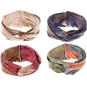 Vrouwen Krullend Haar Band Elastische Yoga Riding Sport Haarband Bohemian Crosshair Bandbreedte Bandana 4Pc