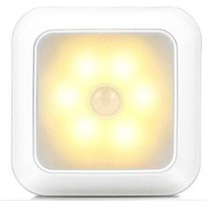 Batterij Aangedreven 6 Led Vierkante Motion Sensor Night Lights Pir Draadloze Inductie Onder Kast Licht Kast Lamp Trappen Keuken