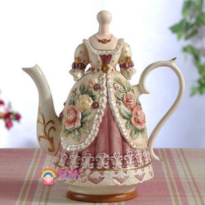 Adel Schoonheid Jurk Koffie Pot Keramische Theepot Drinkware Royal Wedding Party Tools Thee Pot Set Servies