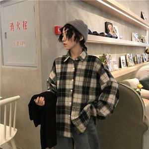 Harajuku Stylw Chic Effen Kleur Trui Vest College op Vrouwelijke Buiten De Herfst/winter Wind V-hals Vest Plaid Shirt jas