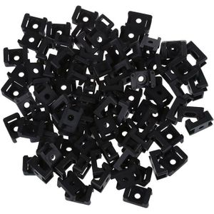 100Pcs Plastic Draad Buddle Cable Tie Mount Zadel Zwart