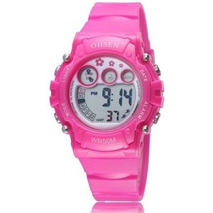 OHSEN wit rubber band digitale LED Horloge jongens kids 50 M waterdichte outdoor sport cartoon kinderen horloges