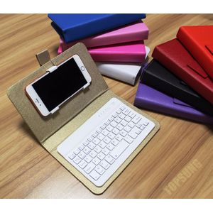 Universele Draadloze Bluetooth Toetsenbord PU Lederen Mobiele Telefoon toetsenborden Case houder Voor iPhone 7 6 6 S Lenovo Samsung Huawei Xiaomi