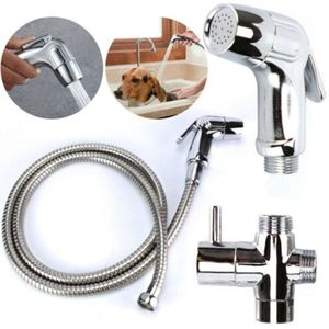 Rvs Bidet Sproeier Shattaf Badkamer Wc Messing T-Adapter & Slang Kit