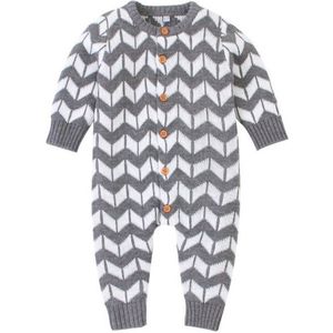 Baby Meisjes Kleding Gebreide Rompertjes Lange Mouw Gebreide Geometrische Print Rompertjes Trui Kinderen Jongens Jumpsuit Baby Kleding Herfst