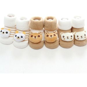 3 Pairs 0-18M Sokken Pasgeboren Baby Kinderen Cartoon Pasgeboren Baby Meisjes Jongens Anti-Slip Sokken Slipper schoenen Laarzen Herfst Winter