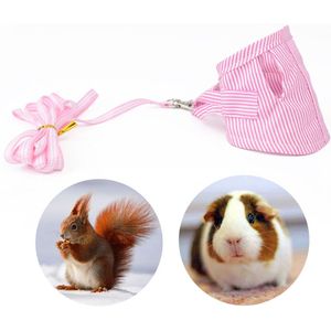 Kleine Huisdier Konijn Harnas Vest En Riem Set Voor Fret Cavia Bunny Hamster Puppy Strik Borstband Harness Pet levert