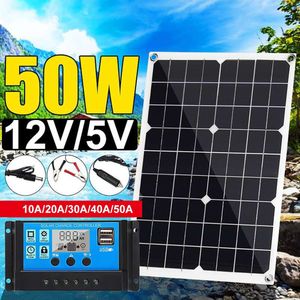 50W 12 V/5 V Silicium Zonnepaneel Dual Output USB Zonne-Batterij-Oplader met 10/20/30A/40A/50A MPPT Solar LAADREGELAAR