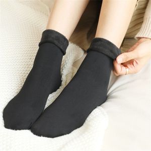 Vrouwen Winter Thicken Warm Thermische Sokken Voor Vrouwen Solid Black Soken Naadloze Wol Vloer Kasjmier Thuis Snowboots Sokken voor Mannen