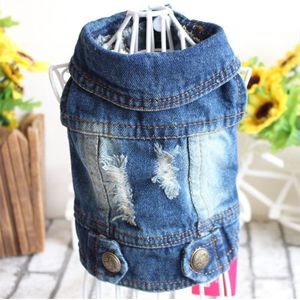 Mode Gat Blauwe Hond Kleren Hond Vest Lente Zomer Jeans Puppy Denim Hond Jas Jas Voor Franse Bulldog Yorkshire Terrier