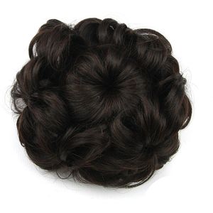 Gres Krullend Synthetisch Haar Broodjes Bloemvorm voor Bruiden Vrouwen Rubber Band Zwart/Blond/Bruin Chignon Hittebestendige fiber