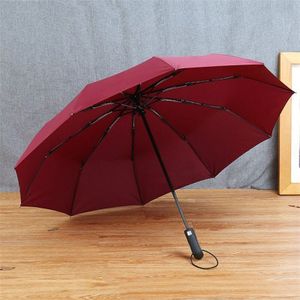 Topx Grote Sterke Mode Winddicht Mannen Zachte Vouwen Compact Volautomatische Regen Pongee Paraplu Vrouwen