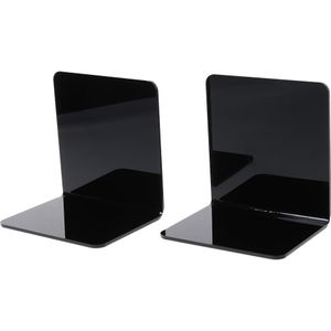 2 Stuks Zwart Acryl Boekensteunen L-Vormige Desk Organizer Desktop Boek Houder School Stationery Office Accessoires B2QF