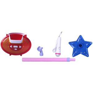 Itechor Draagbare Kids Karaoke Machine Speelgoed Verstelbare Star Base Stand Microfoon Muziek Play Karaoke Spelers Speelgoed-Rosy