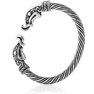 Vishaak Verstelbare Dragon Head Antiek Zilver Kleur Brons Armbanden & Bangle Punk Gothic Viking Mannen Sieraden Voor Mannelijke