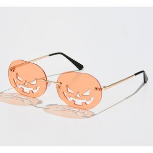 Randloze Pompoen Vorm Zonnebril Vrouwen Mannen Oval Lichtmetalen Kerst Zonnebril Vrouwelijke Pompoen Punk Brillen Oculos