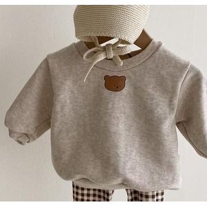 Winter Plus Fluwelen Dikke Warme Baby Beer Print Sweatshirt Tops Kids Jongens En Meisjes Katoen Hoodies Lovely Baby kleding