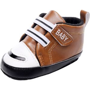 Baby Sneakers Brief Print Anti-Slip Pu Lederen Schoenen Gym Eenvoudige Effen Kleur Casual Schoenen Voor Jongens Grijs/Bruin/Koffie