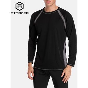 Attraco Mannen Lange Mouw Rashguard Dry-Fit Shirts Mannen Duiken Surf Shirt UV-Bescherming Rash Guards Top UPF 50 + Patchwork Beachwear