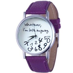 Vrouwen Lederen Horloge Wat IK ben Late Toch Brief Horloges Horloge Klok vrouwen horloges luxe Reloj femenino