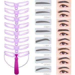 8 In1 Wenkbrauw Template Herbruikbare Helper Wenkbrauw Stencils Kit Grooming Kaart Wenkbrauw Definiëren Makeup Tools