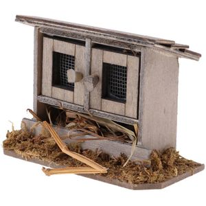 1/12 Kippenhok Nest Kip Tuin Outdoor Miniaturen Craft Voor Diy Tuin Decoratie Accessoires