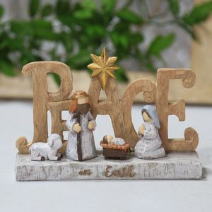 Kerst Heilige Familie Kerststal Standbeeld Set Decoratie Creatieve Hars Jesus Geboorte Ambachten Christian Thuis Mini Wieg Beeldjes